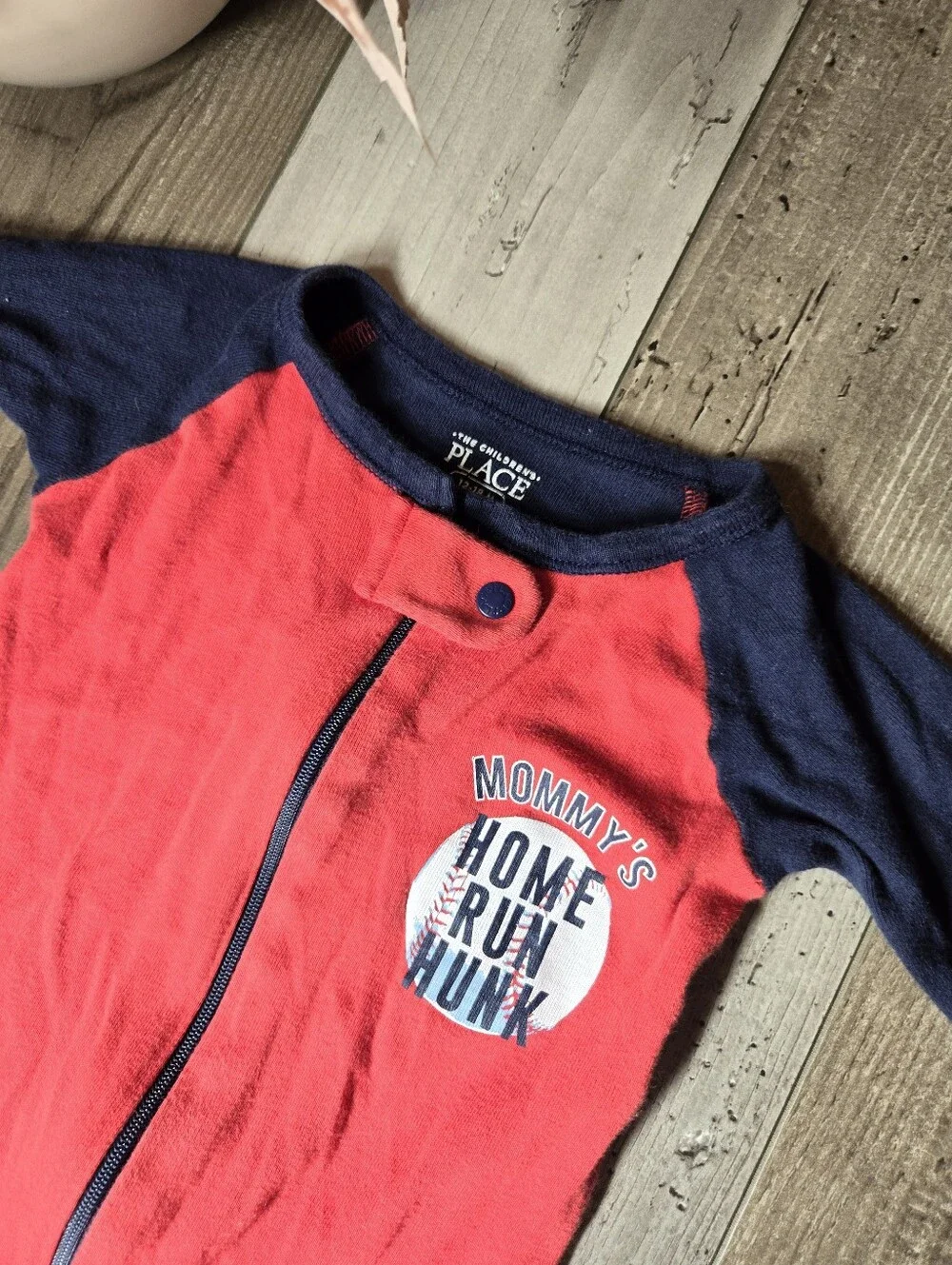 The Children's Place Red & Navy Baby Footed One-Piece Pajama - 
